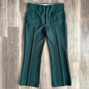 Vintage 1960s Flare Leg Trousers Men's Size 34x29 Green Textured Talon